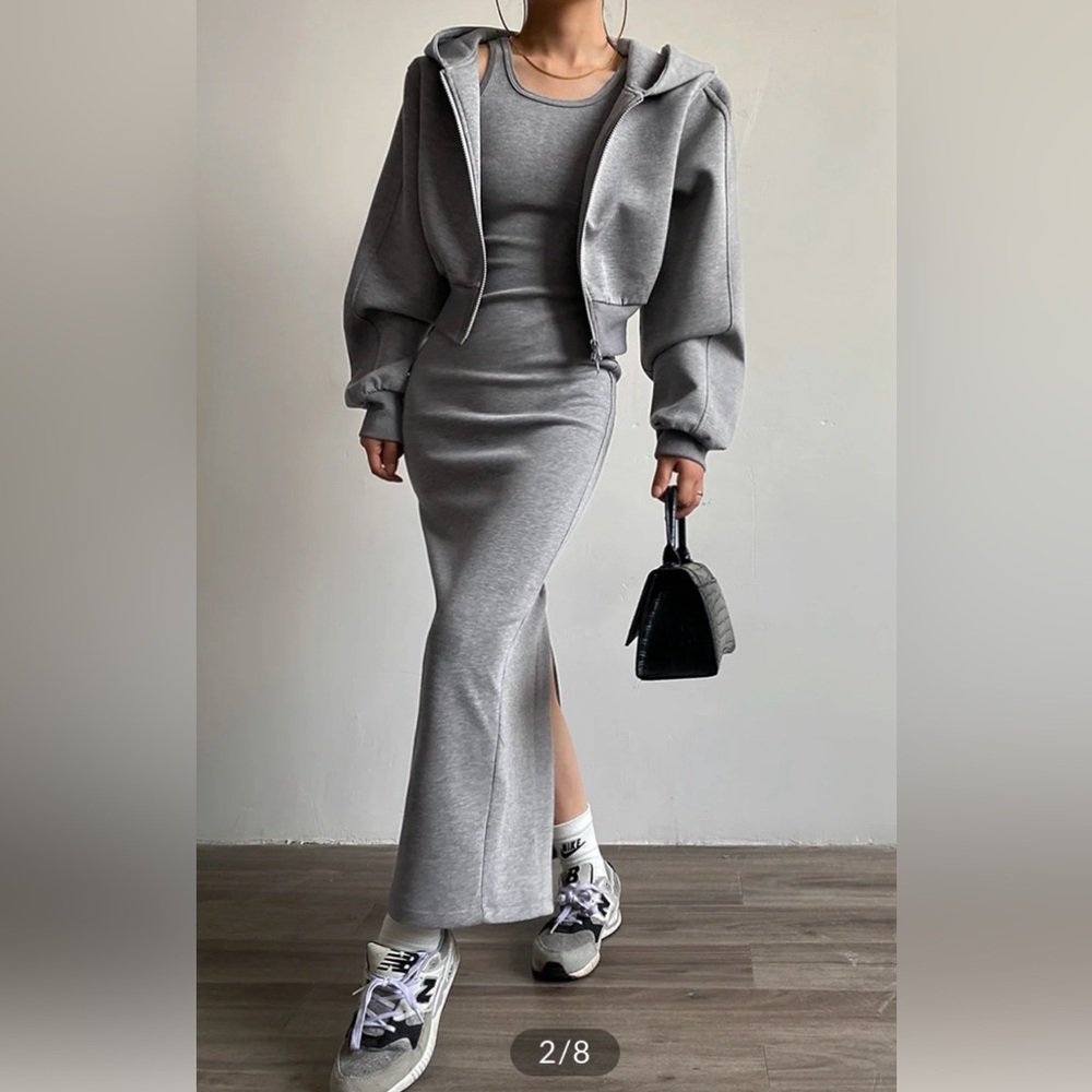 Commense Gray Midi Dress - Picture 2 of 10